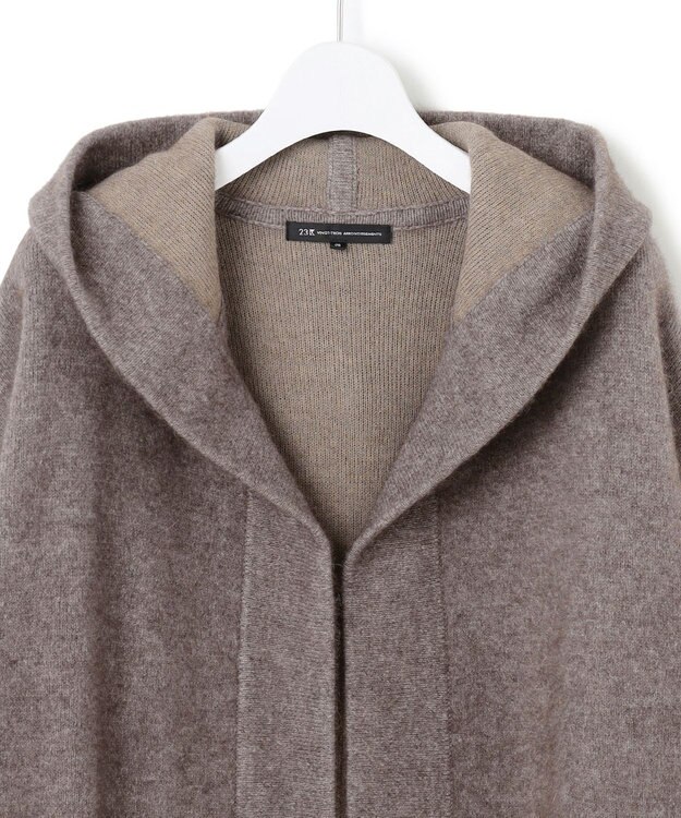 23区 【洗える】ラクーンブレンドダブルフェイス フーディー ニットカーディガン ブラウン系