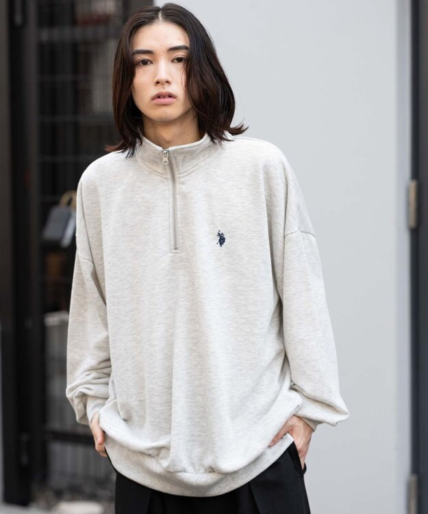 WEGO 【WEB限定/25年秋冬新作/ユニセックス着用ITEM】別注USPOLOハーフZIPPO 杢グレー