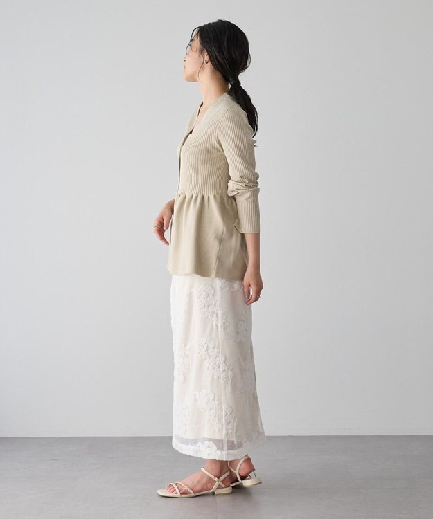 YECCA VECCA ペプラムカーディガン Beige