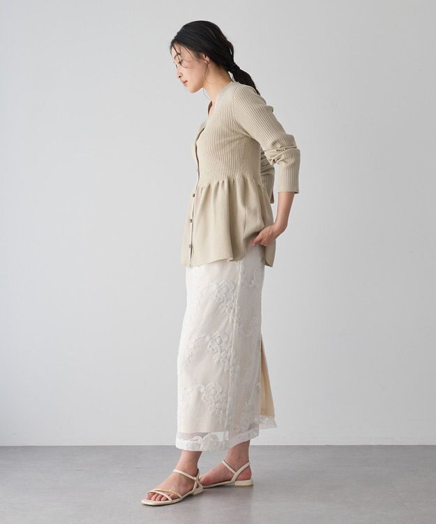 YECCA VECCA ペプラムカーディガン Beige