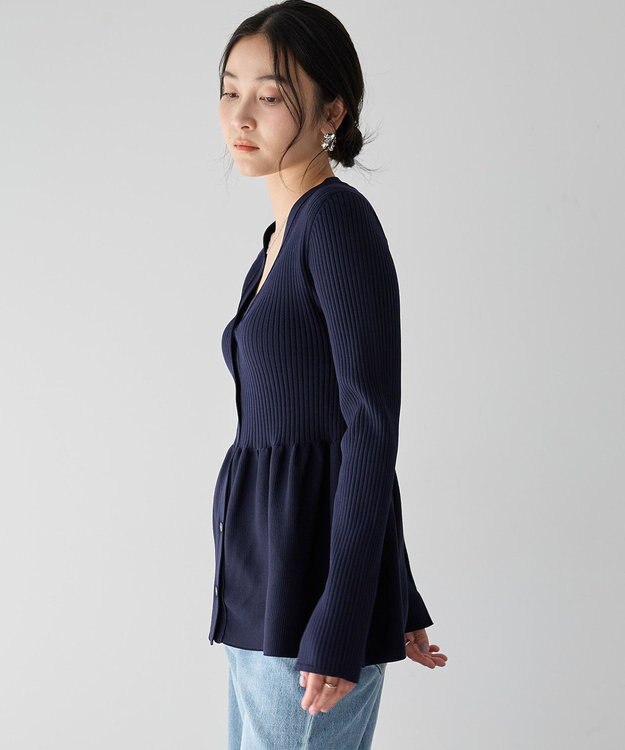 YECCA VECCA ペプラムカーディガン Navy