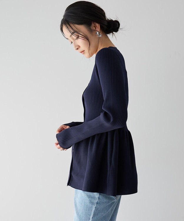 YECCA VECCA ペプラムカーディガン Navy