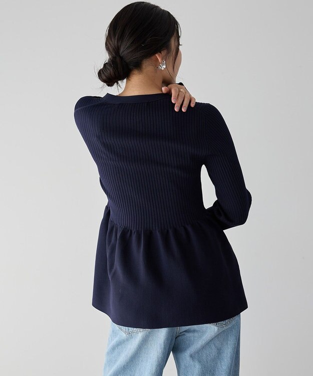 YECCA VECCA ペプラムカーディガン Navy