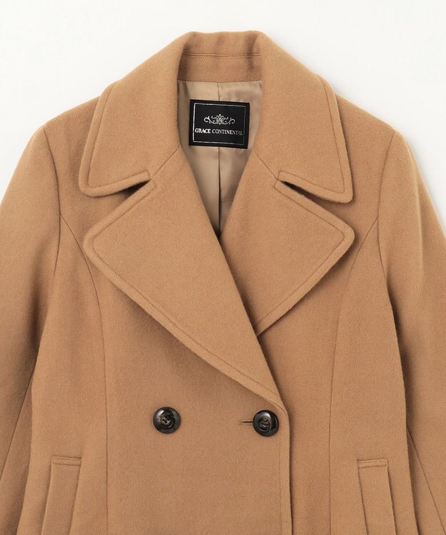 GRACE CONTINENTAL 刺繍ウールコート キャメル