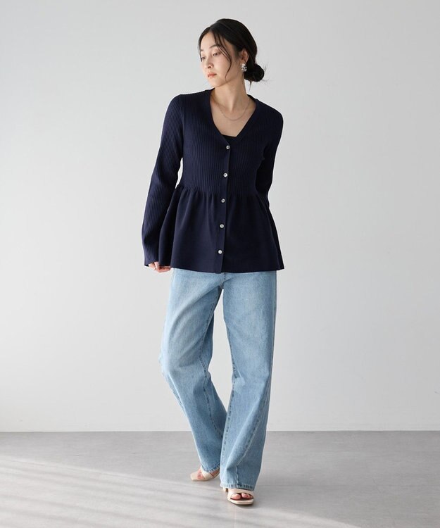 YECCA VECCA ペプラムカーディガン Navy