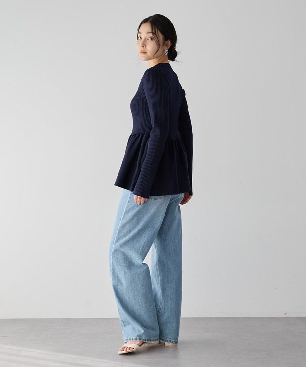 YECCA VECCA ペプラムカーディガン Navy