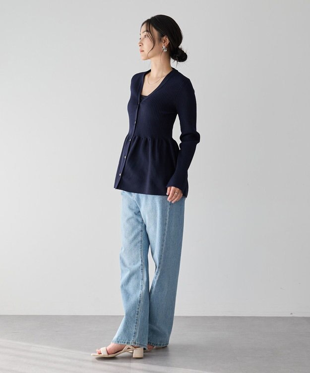 YECCA VECCA ペプラムカーディガン Navy
