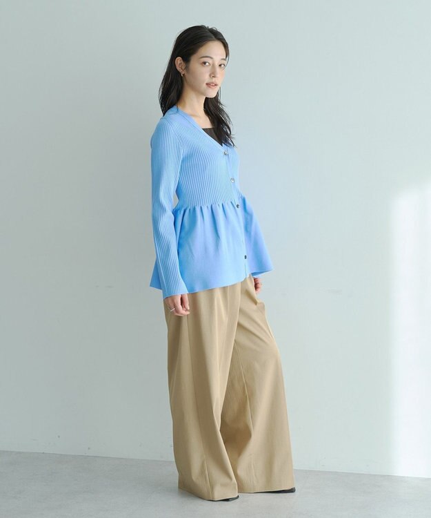 YECCA VECCA ペプラムカーディガン Blue