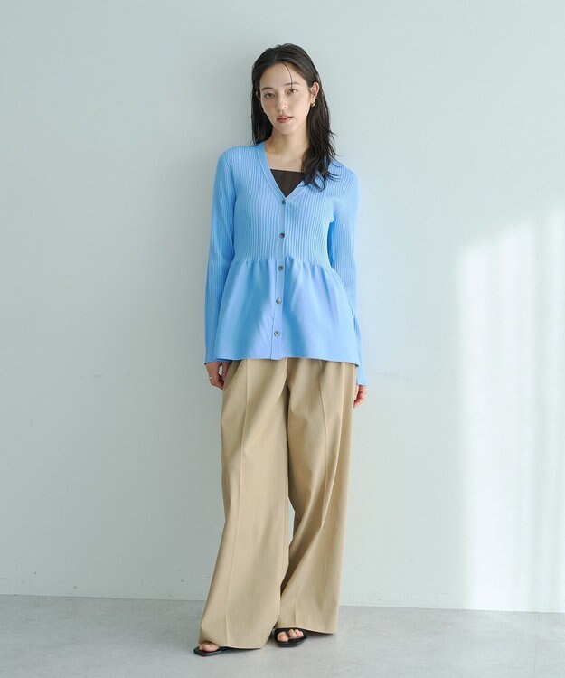 YECCA VECCA ペプラムカーディガン Blue