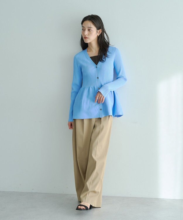 YECCA VECCA ペプラムカーディガン Blue