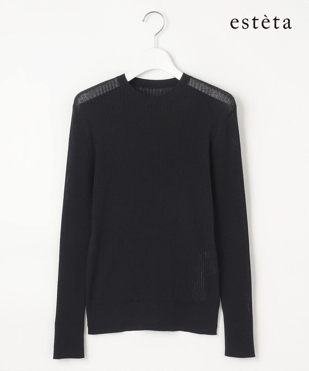 23区 【エステータ】シアーニット 長袖リブ ブラック系