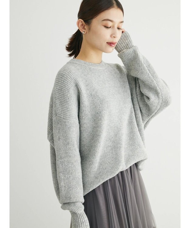 Green Parks ・Ｐｅｔｉｔ　Ｆｌｅｕｒ　ラメ＆スパンコールニット Gray
