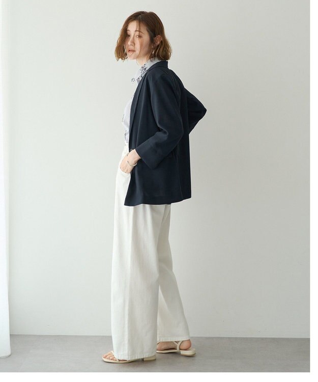 YECCA VECCA リネンライクジャケット Navy