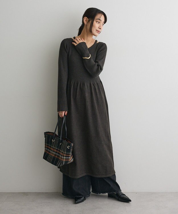 CRAFT STANDARD BOUTIQUE カットアウトニットワンピース Charcoal Gray