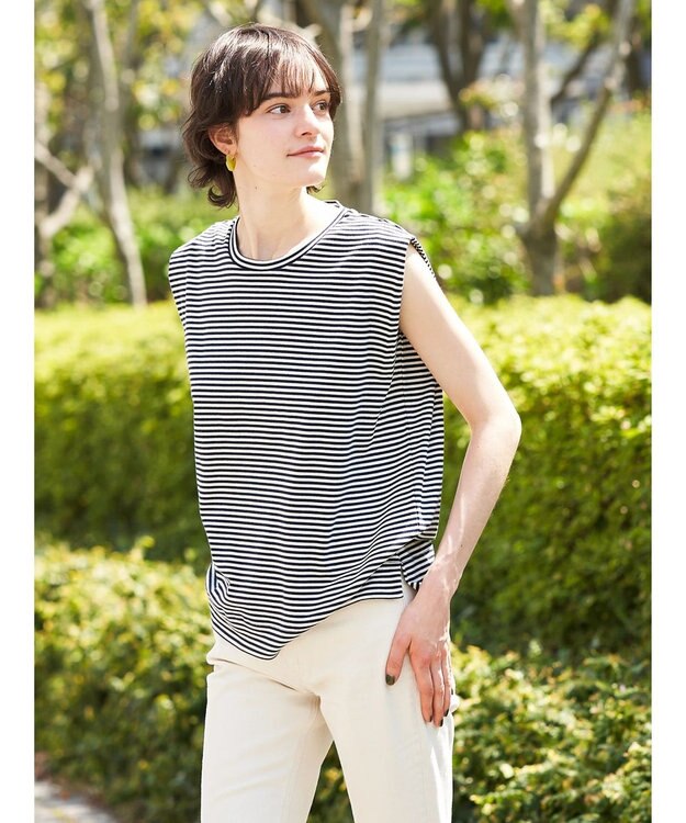 AMERICAN HOLIC ショルダータックノースリーブプルオーバー Border Navy