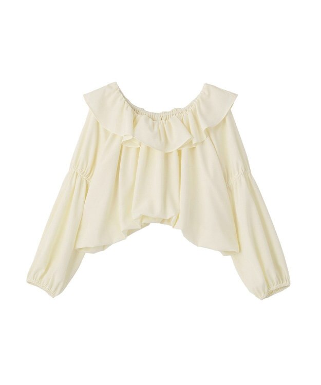 earth music&ecology 2wayオフショルバルーンヘムフリルブラウス Ivory