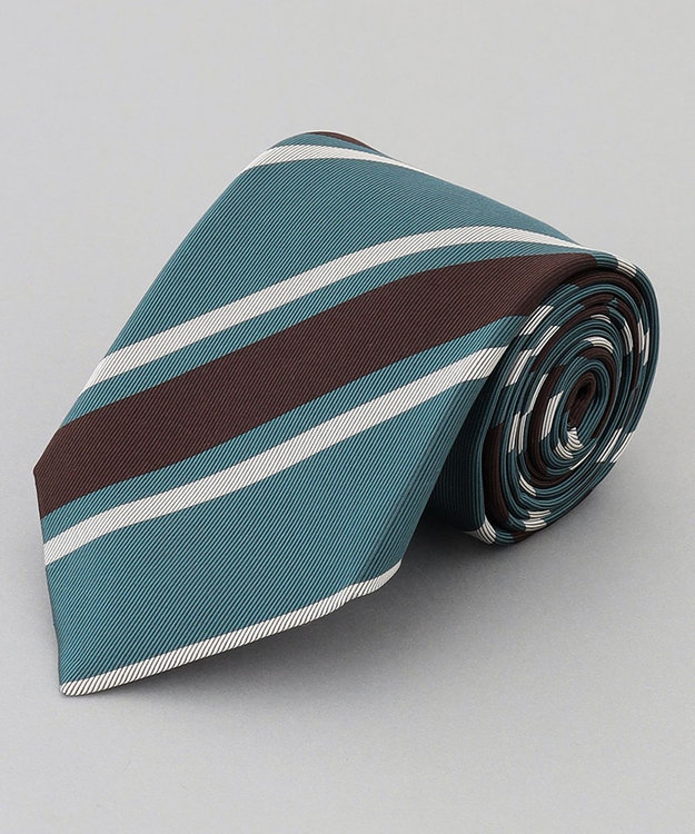 GOTAIRIKU 【日本製】西陣ネクタイ_レジメンタルストライプ柄 ターコイズブルー系1