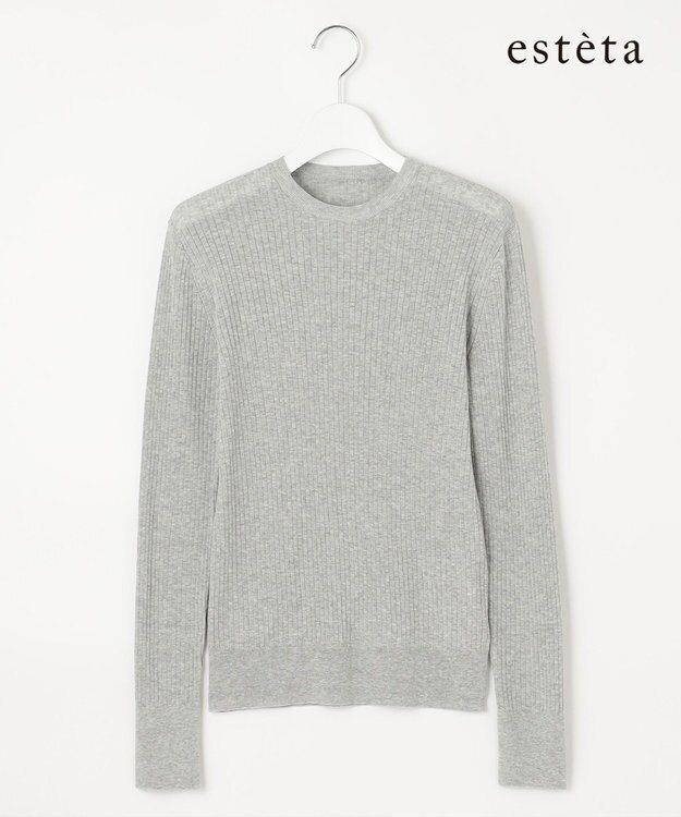 23区 【エステータ】シアーニット 長袖リブ ライトグレー系