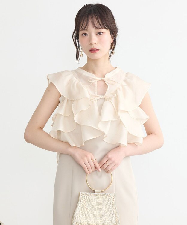 earth music&ecology SET2点フリルボレロ＋ナローワンピース ライトベージュ