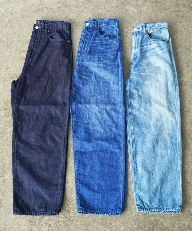 caqu FS linen ankle boy`s アンクル丈 ゆったりボーイフィットリネンデニム 3years