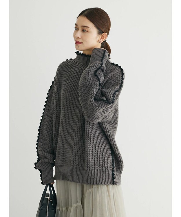 Green Parks ・Ｐｅｔｉｔ　Ｆｌｅｕｒ　ハイショクパイピングニット Charcoal Gray