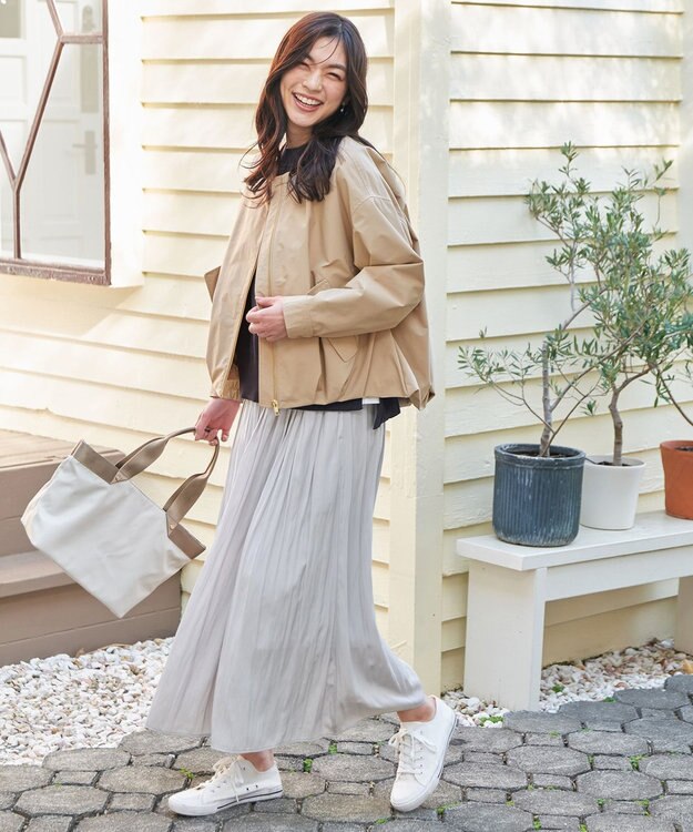 ANY 【ウエストゴム】ラップギャザースカーチョ ライトグレー