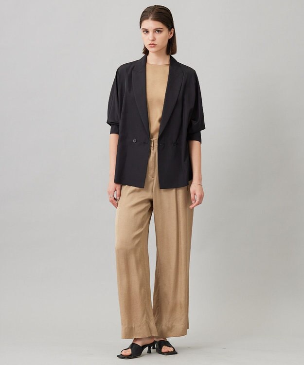 ICB 【洗える】 キュプラピグメントクロス ブラウス チノベージュ系