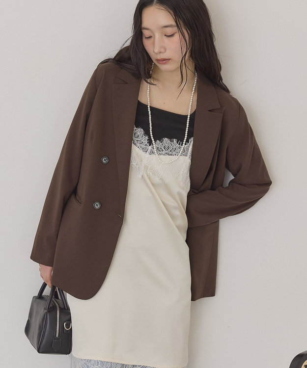 AMERICAN HOLIC レースサテンキャミワンピース Ivory