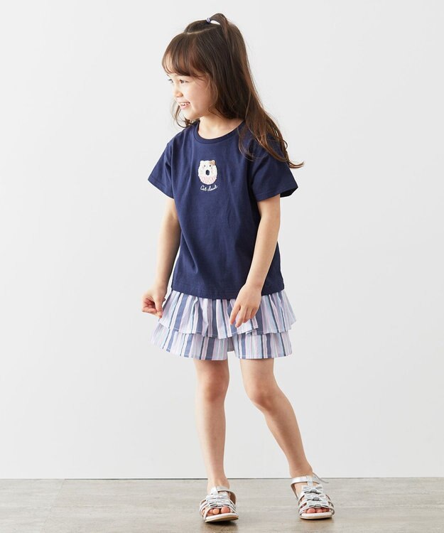 ANY KIDS 柄キュロット ネイビーストライプ