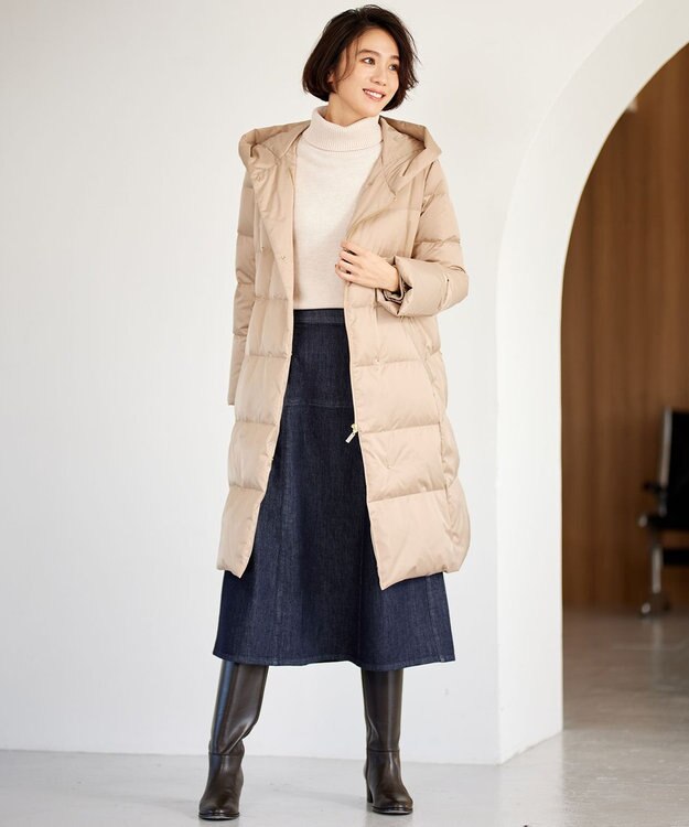 自由区 【WEB限定カラーあり・新色追加・洗える】ブライトダウン ロング丈ダウンコート [WEB限定・新色]ベージュ系
