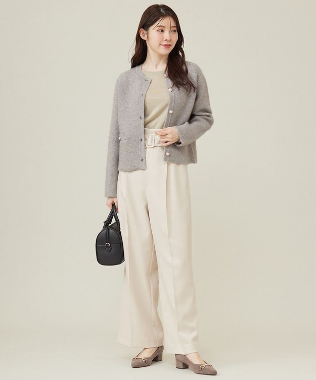 ANY SIS 【洗える】アンゴラフォックスブレンドニット ジャケット グレージュ