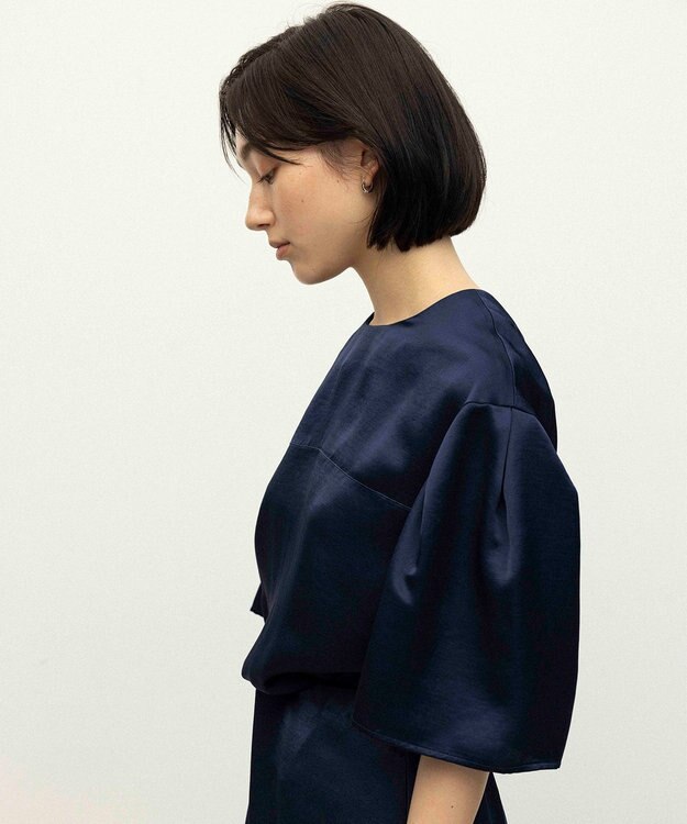NAVE 【ReNAVE】タンブラーサテン ブラウス ネイビー系