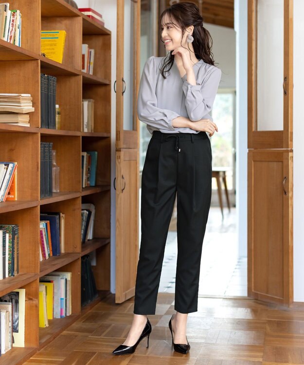 Tiaclasse 【洗える】幅広く活躍が期待できるドロストパンツ ブラック