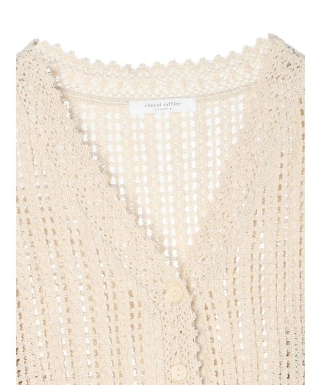 Green Parks インド綿　レース編みカーディガン Natural