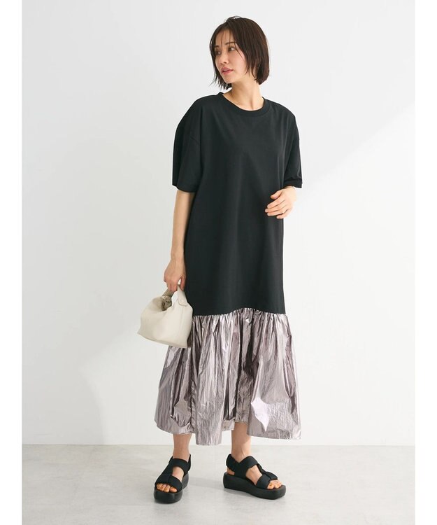 Green Parks ・ＥＬＥＮＣＡＲＥ　ＤＵＥ　メタリック切替ＴＥＥワンピ Black