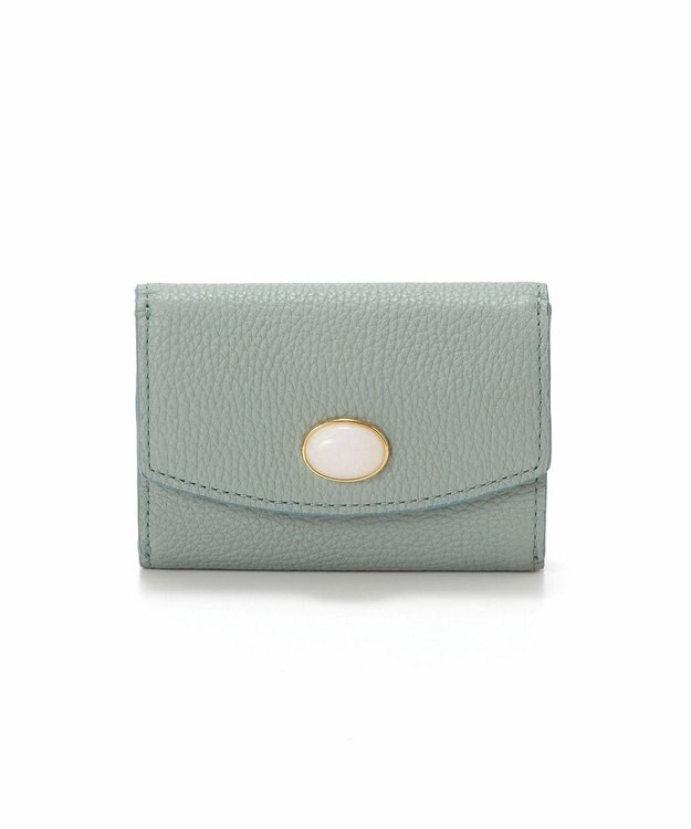 TOPKAPI 【TOPKAPI】gemdrops ジェムドロップ ミニエンボスレザー 天然石 三つ折り 財布 ミントグリーン