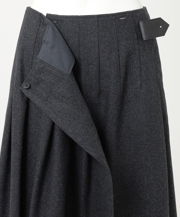 23区 【R(アール)】ウールラメ タックラップスカート チャコールグレー