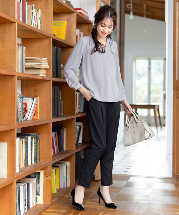 Tiaclasse 【洗える】幅広く活躍が期待できるドロストパンツ ブラック