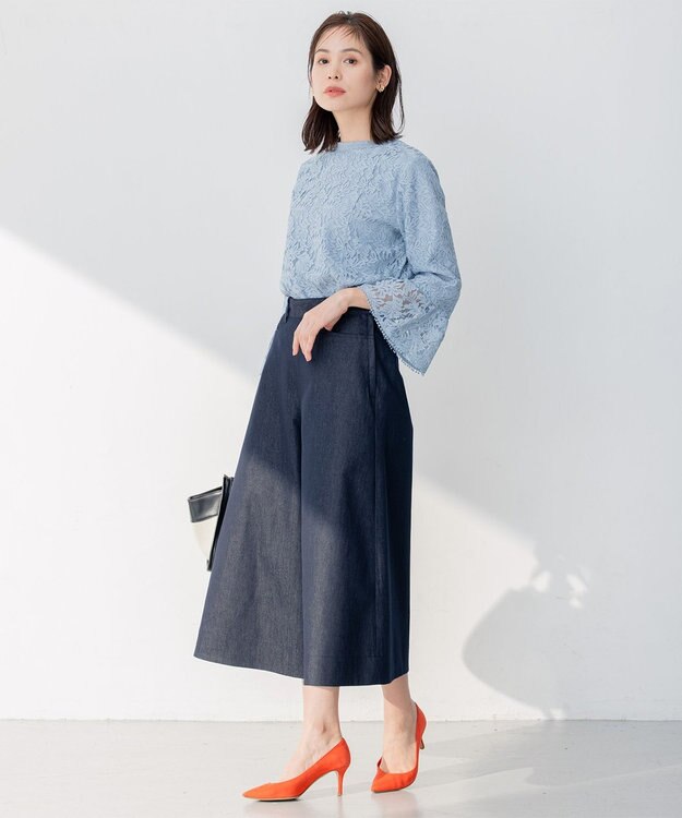 組曲 L 【23SS】ラッセルフラワーレースブラウス サックスブルー系