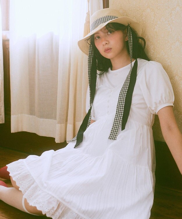 earth music&ecology ロゴプレート付きパフスリーブプルオーバー White