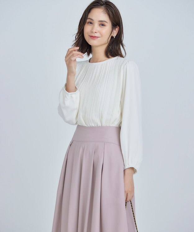 組曲 S 【WEB限定】ジョーゼットシフォンプリーツ ブラウス アイボリー系