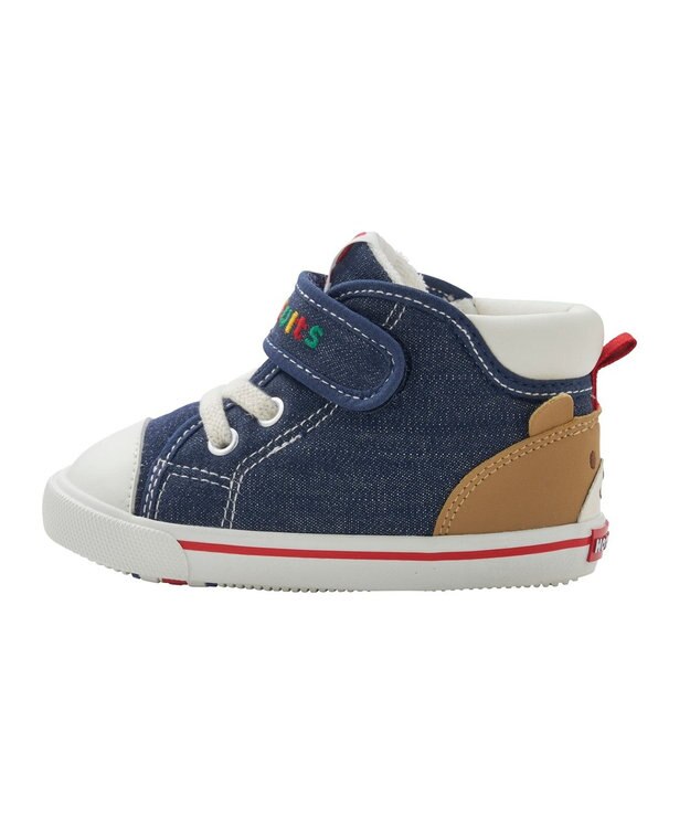 MIKI HOUSE HOT BISCUITS 【14-16cm】 かかと顔ドン デニム セカンドベビーシューズ 紺