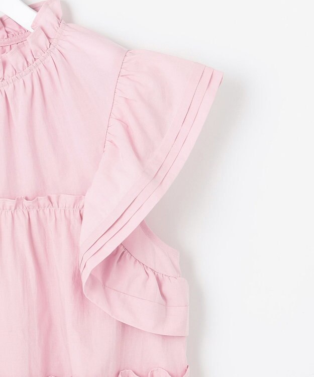 Feroux 【洗える】ペプラムシルエットフリルブラウス ピンク系