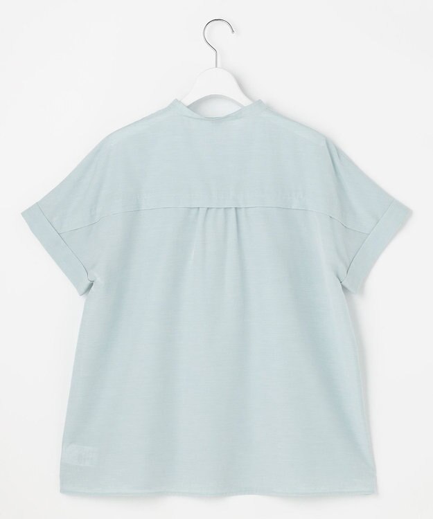 J.PRESS LADIES S ソフトシアークロス フレンチスリーブ ブラウス ライトブルーシャンブレー系