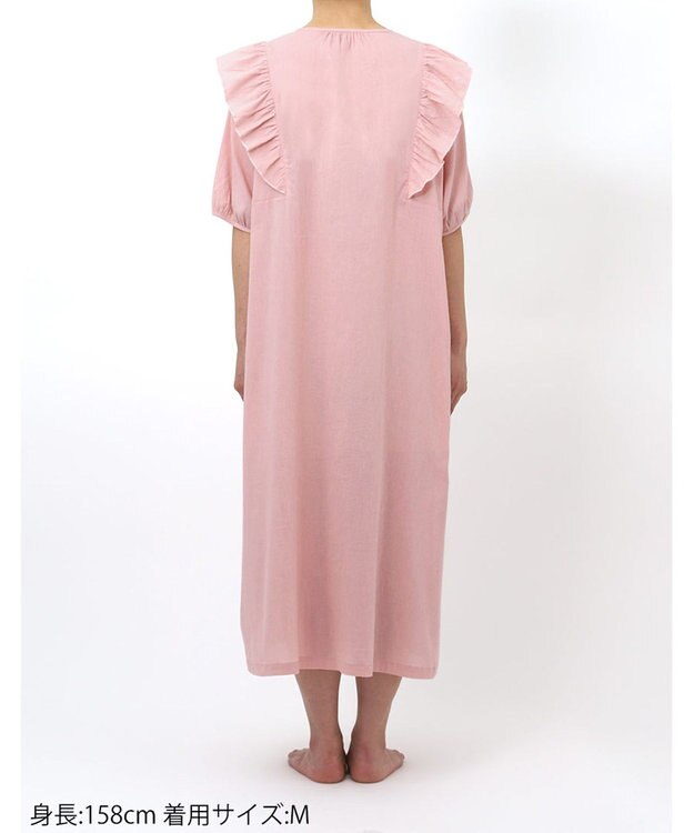 WACOAL ワコール_リラックス＆スリープ ネグリジェ 5分袖 半袖 綿100%(本体) 楊柳素材 ロング丈(ふくらはぎ付近) レディース KNT111 /ワコール ピンク