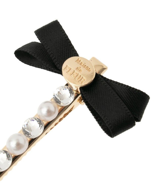 Maison de FLEUR リボンビジューピンセット Black