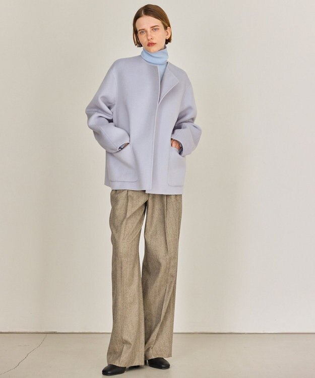 BEIGE， 【WEB限定】VERDUN / ウールリバーショートコート Sax