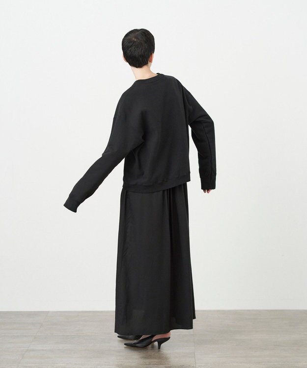 ATON GARMENT DYED URAKE | オーバーサイズスウェットシャツ - UNISEX BLACK