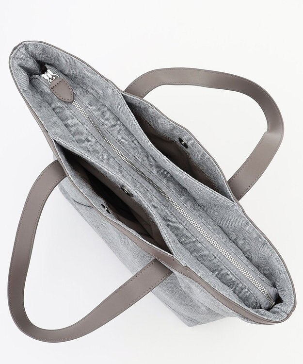 Y'SACCS リネンライク　イニシャルトート　Mサイズ ライトグレー