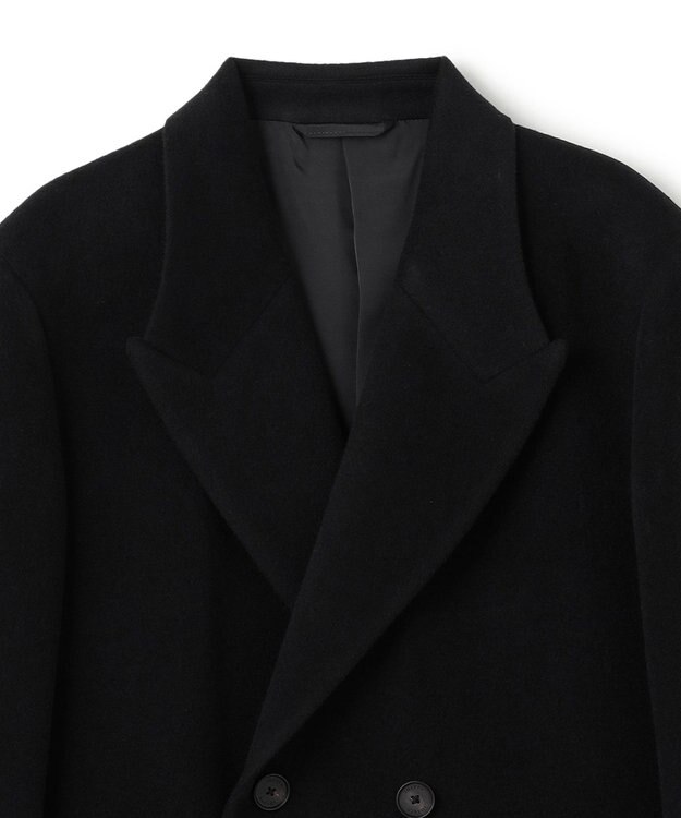JOSEPH HOMME 【WEB限定】グロッシーウール　ダブルブレストチェスターコート ブラック系